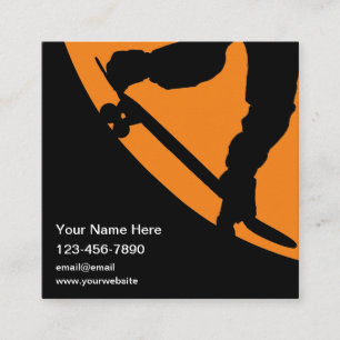 Carte De Visite Carré Thème de skateboard cool