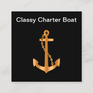 Carte De Visite Carré Thème nautique d'ancre de bateau chic