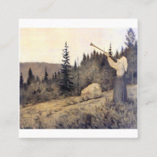 Carte De Visite Carré Theodor Kittelsen - Op Under Fjeldet Toner En Lur