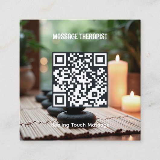Carte De Visite Carré Thérapeute de massage de code QR (Devant)