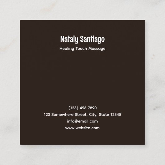 Carte De Visite Carré Thérapeute de massage de code QR (Dos)