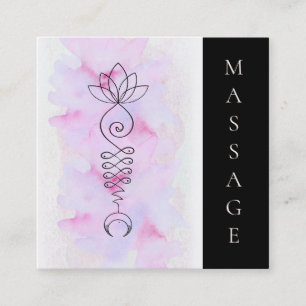 Carte De Visite Carré Thérapeute de massage de Reiki d'énergie de Lotu