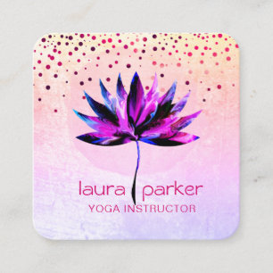 Carte De Visite Carré Thérapeute en massage yoga à l'aquarelle fleur de