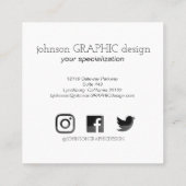 Carte De Visite Carré Tige de tournesol à une main noire et blanche (Dos)