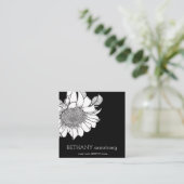 Carte De Visite Carré Tige de tournesol à une main noire et blanche (Debout devant)