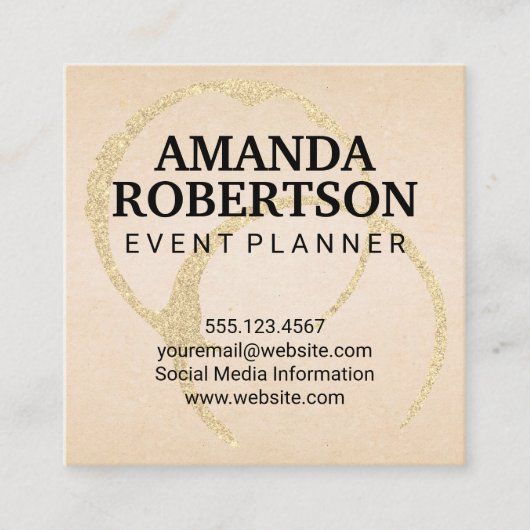 Carte De Visite Carré Tige or chic (Devant)