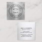 Carte De Visite Carré Timbre Notaire d'État professionnel Argent moderne (Devant / Derrière)