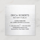 Carte De Visite Carré Timbre Notaire d'État professionnel Argent moderne (Dos)