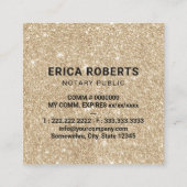 Carte De Visite Carré Timbre public notaire Parties scintillant Or moder (Dos)