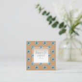 Carte De Visite Carré Tiny Blue Orange Floral (Debout devant)