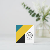 Carte De Visite Carré Tons Gras Modernes Monogrammes Personnalisés (Debout devant)