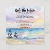 Carte De Visite Carré Tour de *~* l'école surfante d'océan de plage de (Dos)