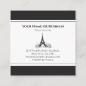 Carte De Visite Carré Tour Eiffel noir et blanc chic Paris France (Dos)