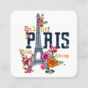 Carte De Visite Carré Tour Eiffel Paris Chemise Salut Flower Paris Fra