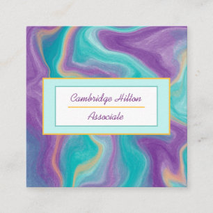 Carte De Visite Carré Tourbillons de marbre pourpre, or et bleu