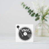 Carte De Visite Carré Tourne-disque Retro Vinyl Record (Debout devant)