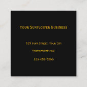 Carte De Visite Carré Tournesol Jaune Arrière - plan Noir Pays Rustique (Dos)