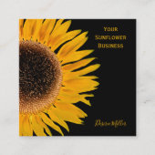 Carte De Visite Carré Tournesol Jaune Arrière - plan Noir Pays Rustique (Devant)