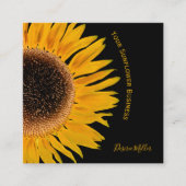 Carte De Visite Carré Tournesol Jaune Arrière - plan Noir Pays Rustique (Devant)