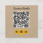 Carte De Visite Carré Tournesol trio en papier Kraft rustique (Dos)