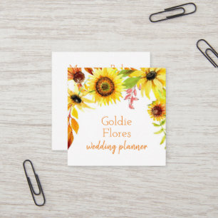 Carte De Visite Carré Tournesols floraux d'aquarelle rustique