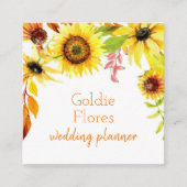 Carte De Visite Carré Tournesols floraux d'aquarelle rustique (Devant)