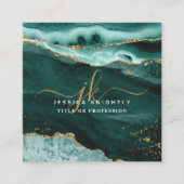 Carte De Visite Carré Tourquoise Agate Gold Parties scintillant Script M (Devant)