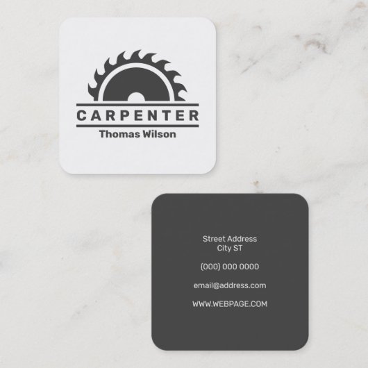 Carte De Visite Carré Trait circulaire moderne gris blanc (Devant / Derrière)