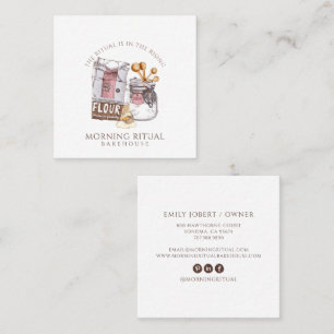 Carte De Visite Carré Traiteur de desserts Baker aquarelle