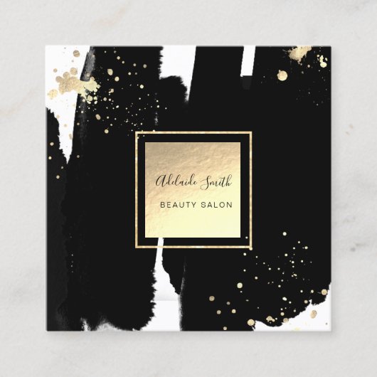 Carte De Visite Carré traits de pinceau noir (Devant)