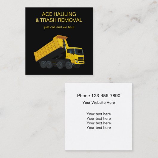 Carte De Visite Carré Transport et enlèvement d'ordure (Devant / Derrière)