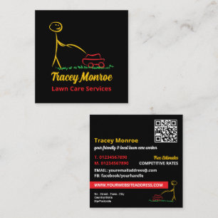 Carte De Visite Carré Travailleur de soins de pelouse, Services de soins