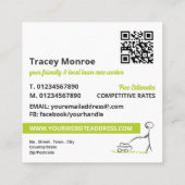 Carte De Visite Carré Travailleur de soins de pelouse, Services de soins (Dos)