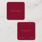 Carte De Visite Carré Trendy Elegant Gold Text Burgundy Red Luxury Silk (Devant / Derrière)