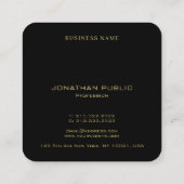 Carte De Visite Carré Trendy Elegant Template Monogram Black And Gold (Dos)