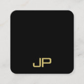Carte De Visite Carré Trendy Elegant Template Monogram Black And Gold (Devant)