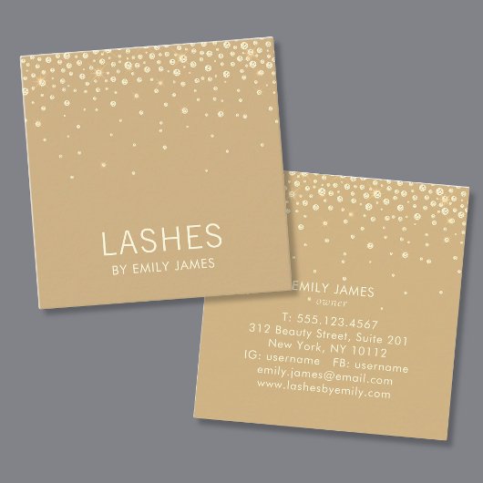 Carte De Visite Carré Trendy Gold Diamond Sparkle Lash Extensions Beauté
