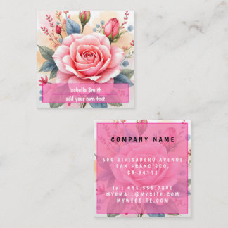 Carte De Visite Carré Trendy Luxury Pink Roses Beautiful Collection