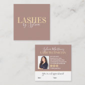 Carte De Visite Carré Trendy pastel brown or lashes chic script font (Devant / Derrière)