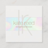 Carte De Visite Carré Trendy Rainbow Holographic Monogram Stripe (Devant)