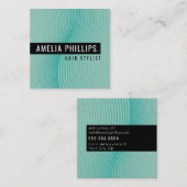 Carte De Visite Carré TRENDY WAVE lignes courbes modernes ment jade (Devant / Derrière)