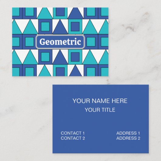 Carte De Visite Carré Triangle Géométrique Bleu sarcelle (Devant / Derrière)