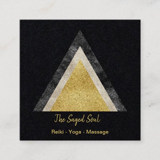 Carte De Visite Carré Triangle Géométrique Doré Simulée Parties scintill (Devant)