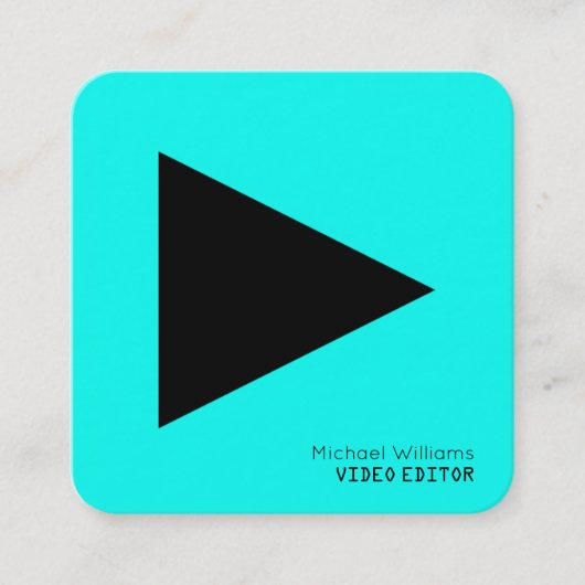 Carte De Visite Carré Triangle symbolique moderne de bouton de jeu (Devant)