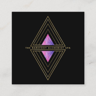 Carte De Visite Carré *~* Triangles d'or noir Géométrie sacrée Alchimie