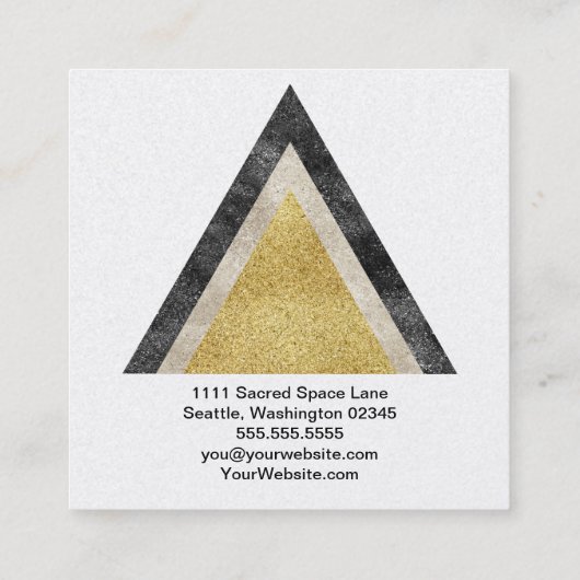 Carte De Visite Carré Triangles d'or Simulé huile et Parties scintillant (Dos)