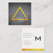 Carte De Visite Carré Triangles / Texture dorée / Ardoise (Devant / Derrière)