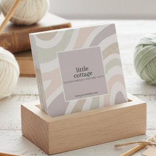 Carte De Visite Carré Tricot Abstrait Moderne Crochet Laine Fait Main