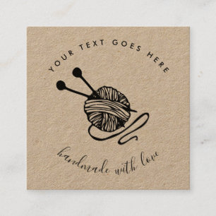 Carte De Visite Carré Tricot artisanal  artisanal Papier Kraft Brown