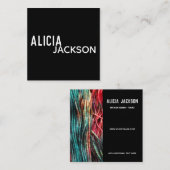 Carte De Visite Carré Tricot Fil rouge vert (Devant / Derrière)